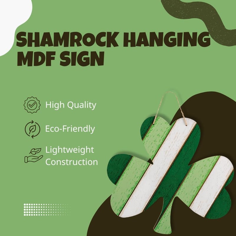 Amscan Vibrant Green Shamrock Hanging MDF Sign with Rope Hanger (13" x 14") - 1 Pc. - Perfect for Irish-Themed Decor, Parties & Celebrations - Image 5